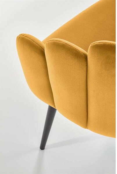 Scaun tapitat K410, galben mustar, stofa catifelata, 65x62x85 cm