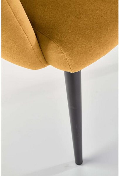 Scaun tapitat K410, galben mustar, stofa catifelata, 65x62x85 cm