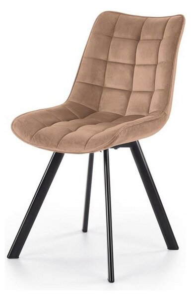 Scaun K332, bej/negru, stofa catifelata/metal, 46x61x84 cm