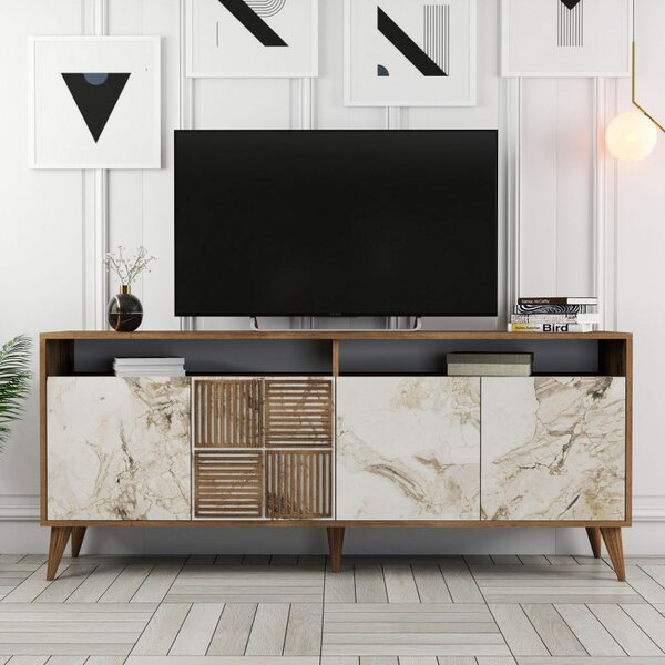 Consola Milan Walnut-Alb