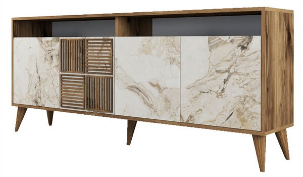 Consola Milan Walnut-Alb