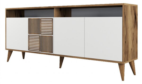 Consola Milan Walnut-Alb