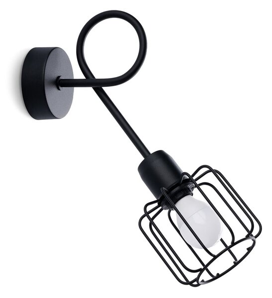 Aplică de perete neagră ø 10 cm Salom – Nice Lamps