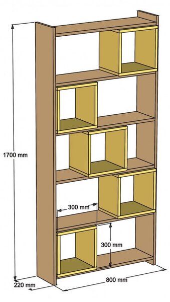 Biblioteca Box - Walnut, Galben