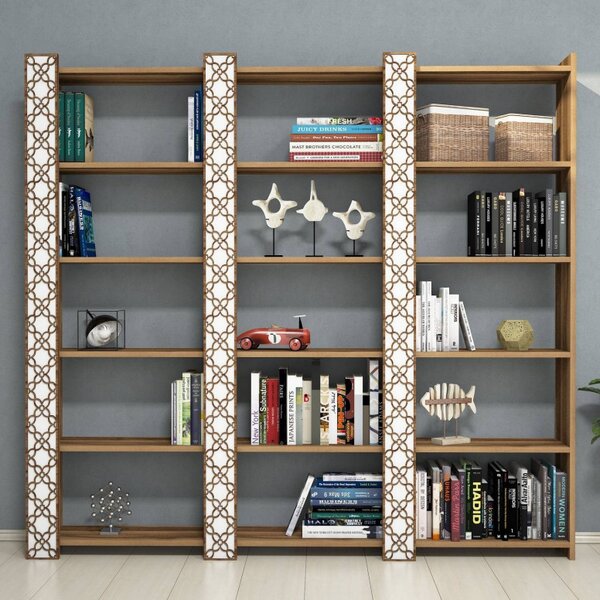 Biblioteca City3 Walnut-Alb
