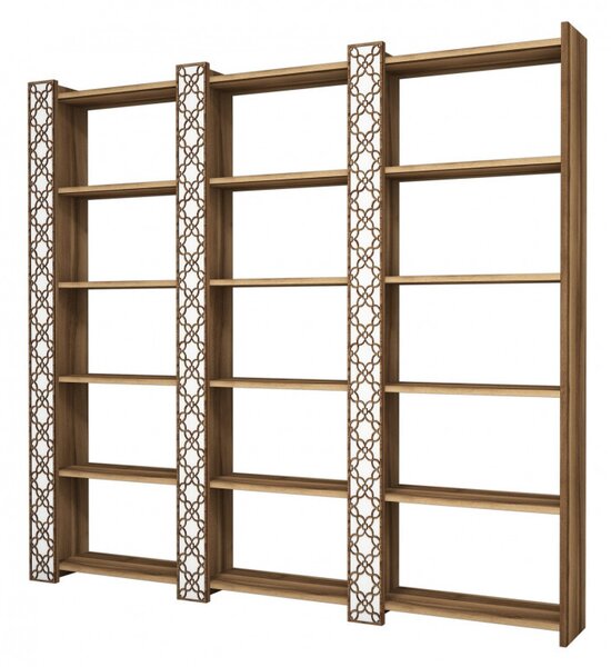 Biblioteca City3 Walnut-Alb