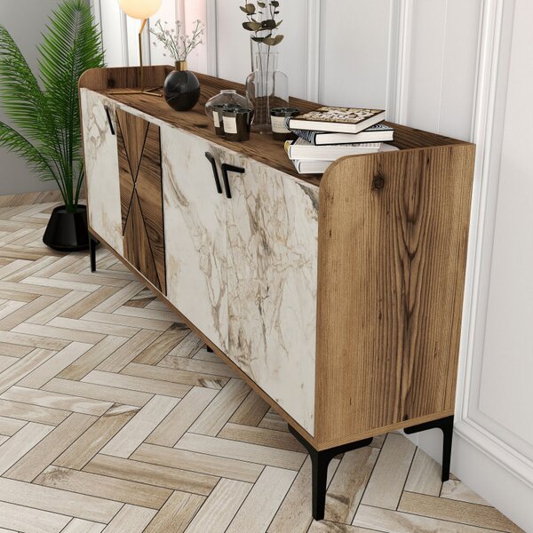 Consola Venedik Walnut-Alb