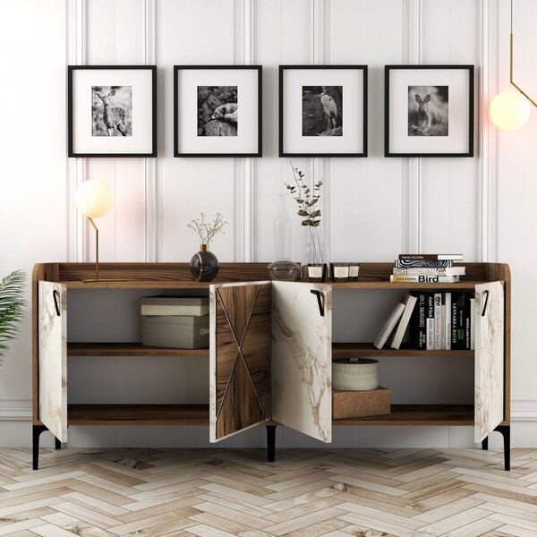 Consola Venedik Walnut-Alb