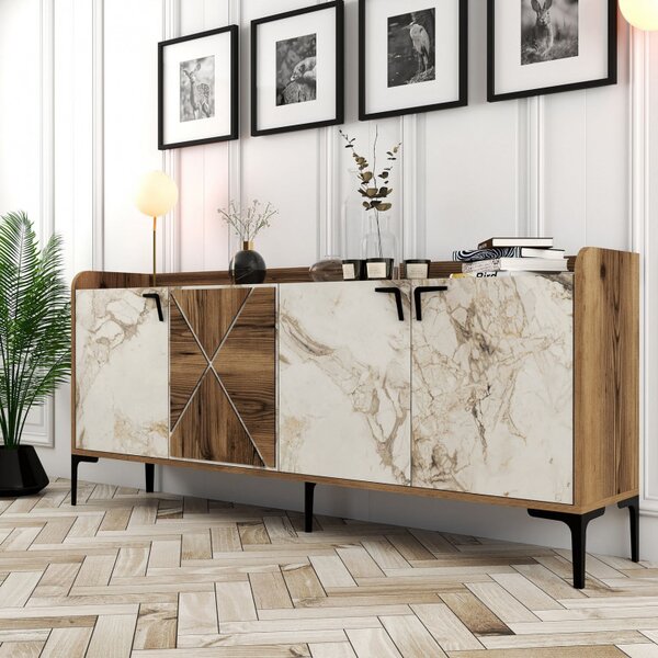 Consola Venedik Walnut-Alb