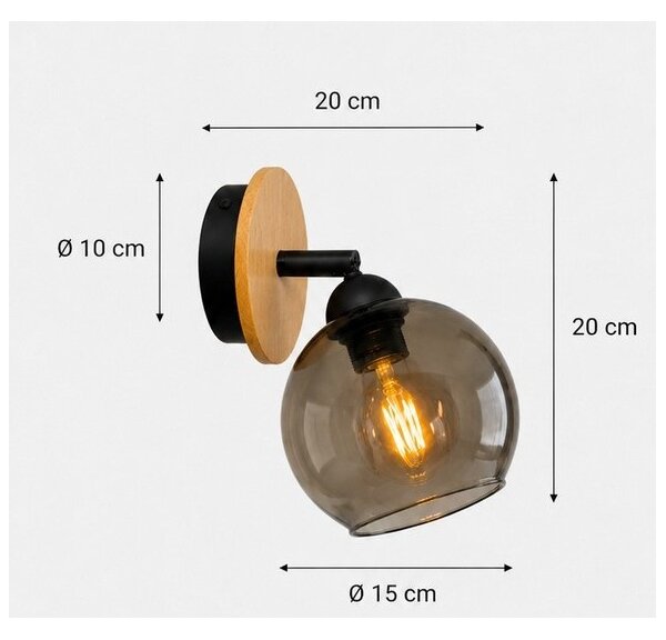 Spot de perete UNO WOOD 1xE27/60W/230V negru/maro