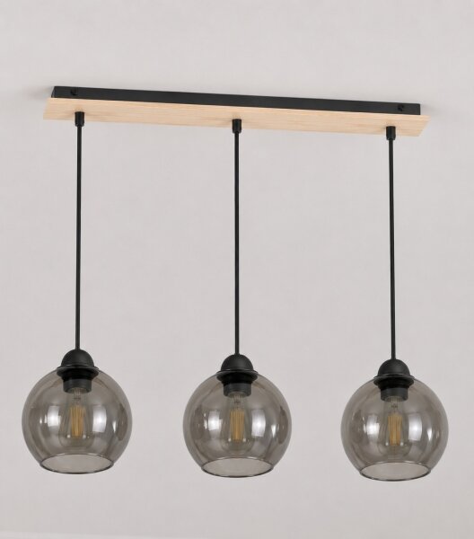 Lustră pe cablu UNO WOOD 3xE27/60W/230V neagră/maro