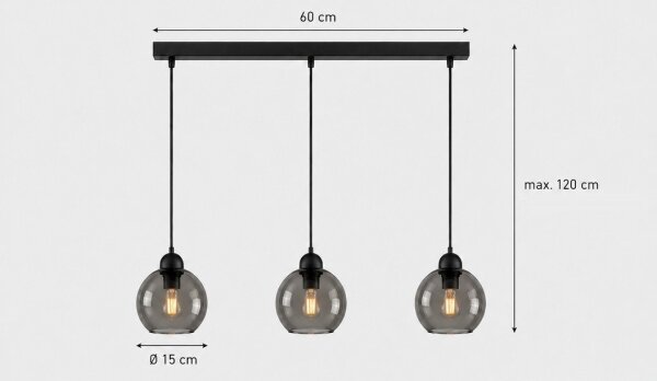 Lustră pe cablu UNO 3xE27/60W/230V neagră