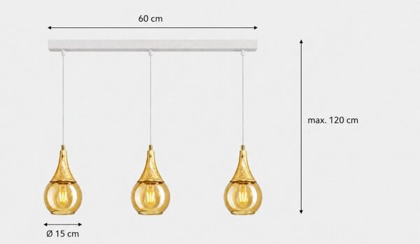 Lustră pe cablu LACRIMA WHITE 3xE27/60W/230V