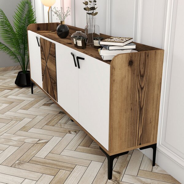 Consola Venedik Walnut-Alb