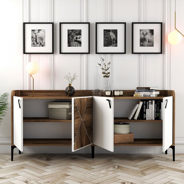 Consola Venedik Walnut-Alb