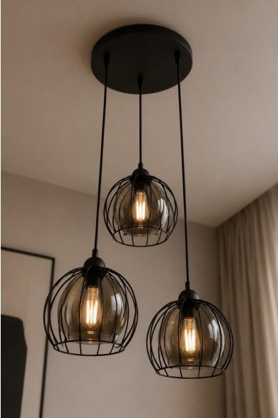 Lustră pe cablu SOLO BLACK 3xE27/60W/230V d. 30 cm