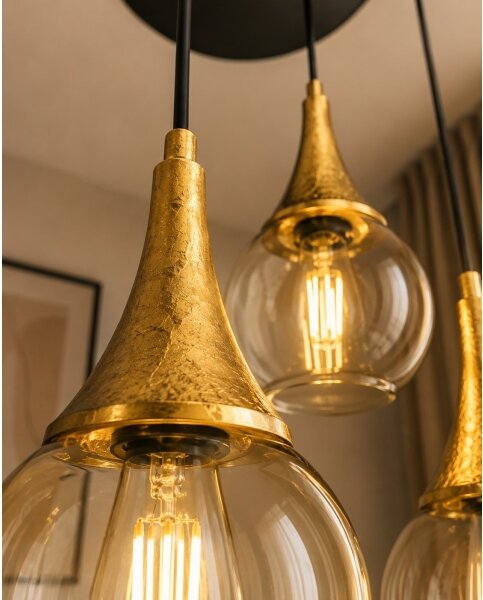 Lustră pe cablu LACRIMA HONEY 3xE27/60W/230V d. 30 cm