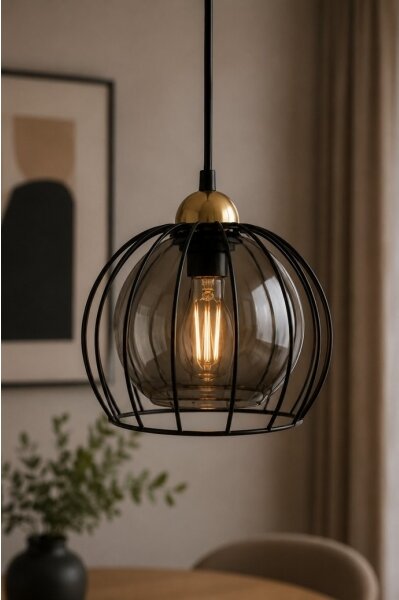 Lustră pe cablu SOLO BLACK 1xE27/60W230V neagră/aurie