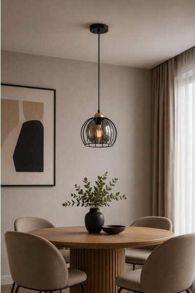 Lustră pe cablu SOLO BLACK 1xE27/60W230V neagră/aurie