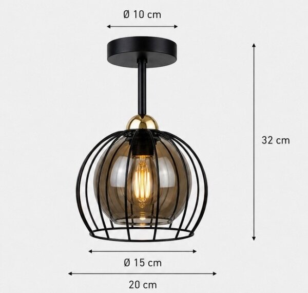 Lustră aplicată SOLO BLACK 1xE27/60W/230V neagră/aurie