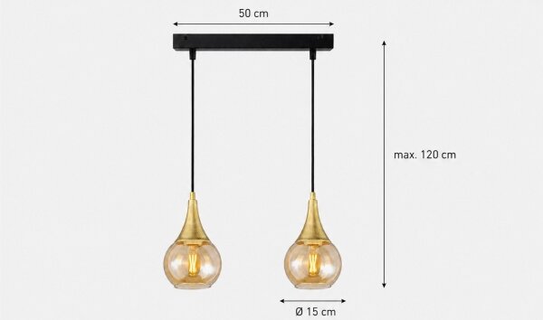 Lustră pe cablu LACRIMA HONEY 2xE27/60W/230V