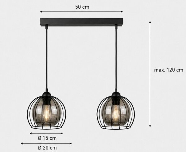 Lustră pe cablu SOLO BLACK 2xE27/60W/230V