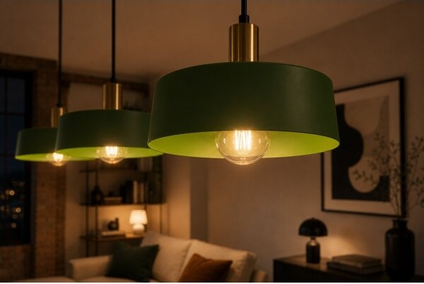 Lustră pe cablu HAKI 3xE27/60W/230V verde/crom lucios