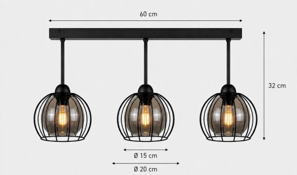 Lustră aplicată SOLO BLACK 3xE27/60W/230V