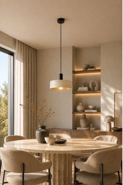 Lustră pe cablu LATTE 1xE27/60W/230V bej/negru