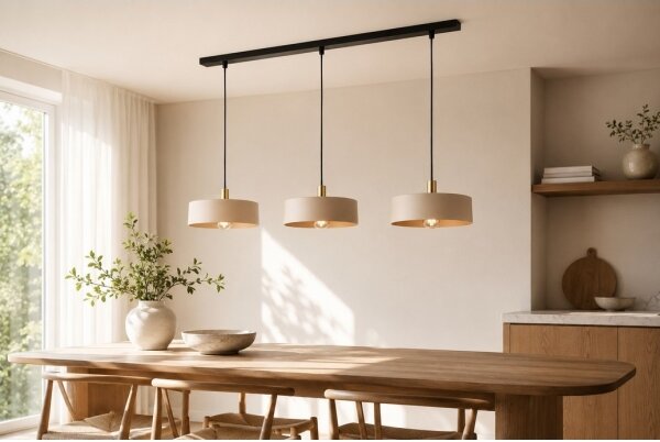 Lustră suspendată LATTE 3xE27/60W/230V bej/negru/auriu