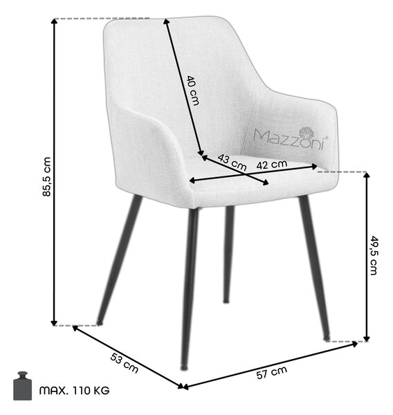 MAZZONI EXPORT VERA Teracotă (material Basel 44) - SCAUN MODERN ADÂNC TAPIȚAT PENTRU SALON/LIVING LOFT