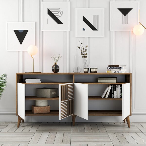 Consola Milan 160 - Walnut, Alb