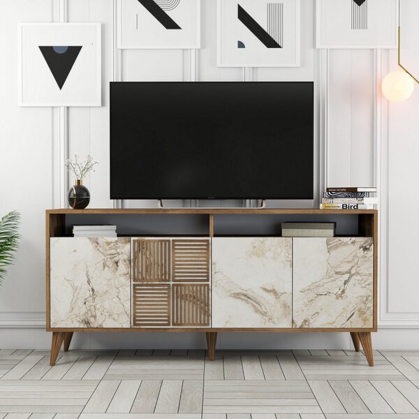 Consola Milan 160 - Walnut, Alb Marble