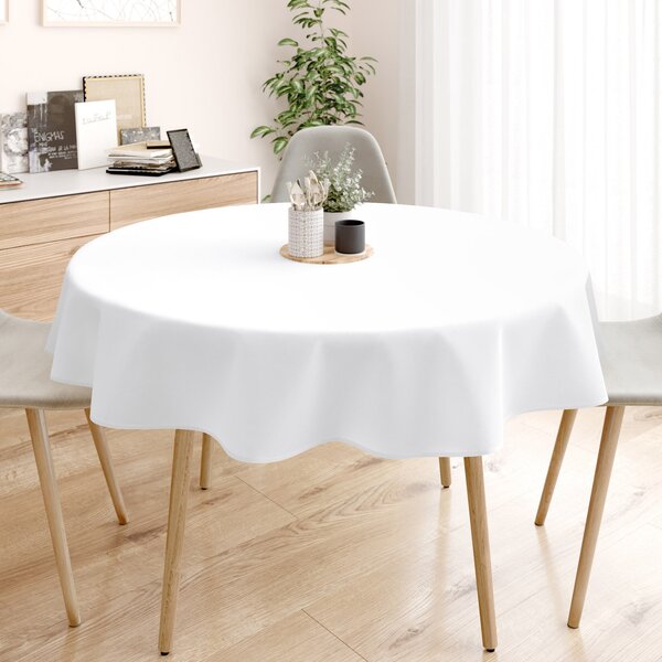 Goldea față de masă 100% bumbac alb - rotundă Ø 130 cm