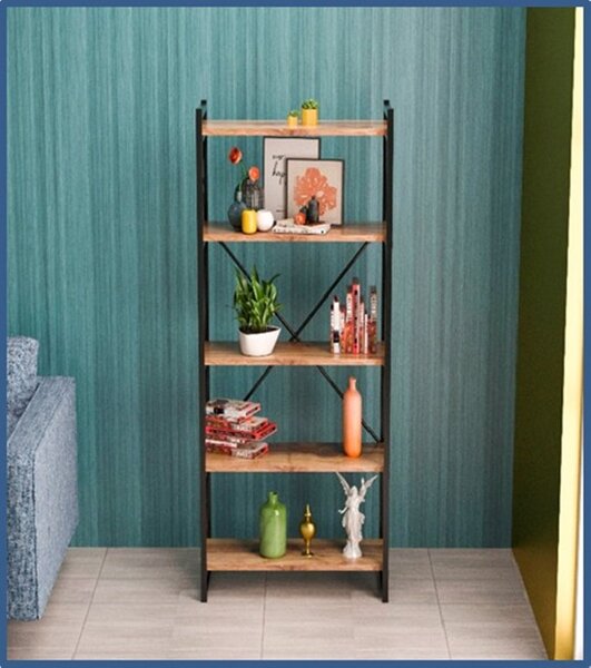 Biblioteca Baker nuc-negru 66x34x180cm