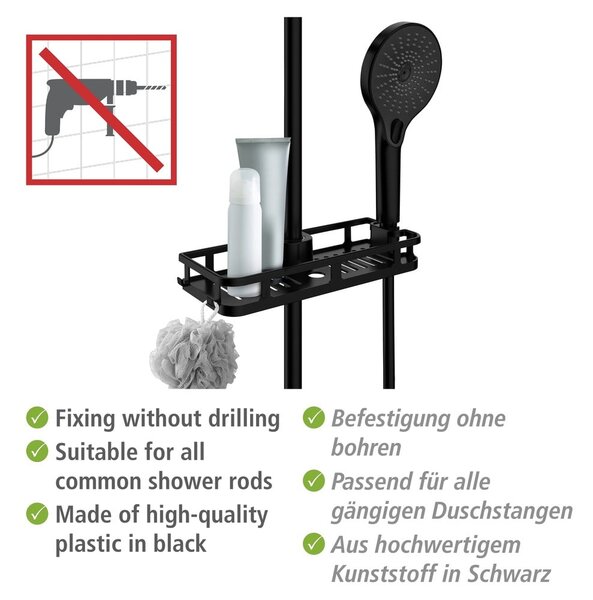 Raft pentru baie negru mat autoadeziv din plastic Libertà – Wenko