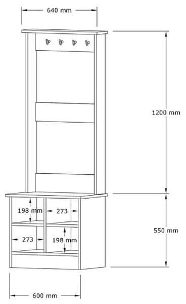 Cuier Mara culoare alb 175 cm 