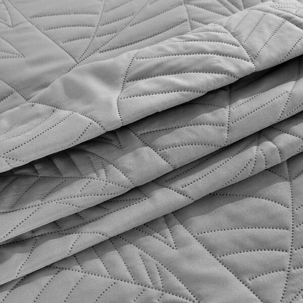 Cuvertura de pat gri deschis cu model LEAVES Dimensiune: 170 x 210 cm