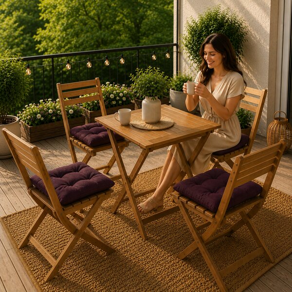 Set 4 pernuțe scaun interior / exterior – burgundi