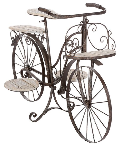 Suport pentru plante bicicleta decorativa Bicycle maro fier forjat 97x46x64cm