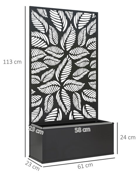 Outsunny Jardinieră cu Grilaj pentru Plante Cățărătoare cu Montare pe Perete sau Independent, 61x23x113 cm, Negru | Aosom Romania