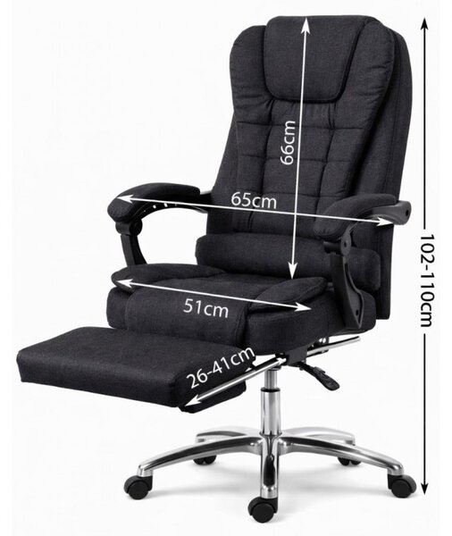 Scaun de birou BOSS cu suport pentru picioare - material negru