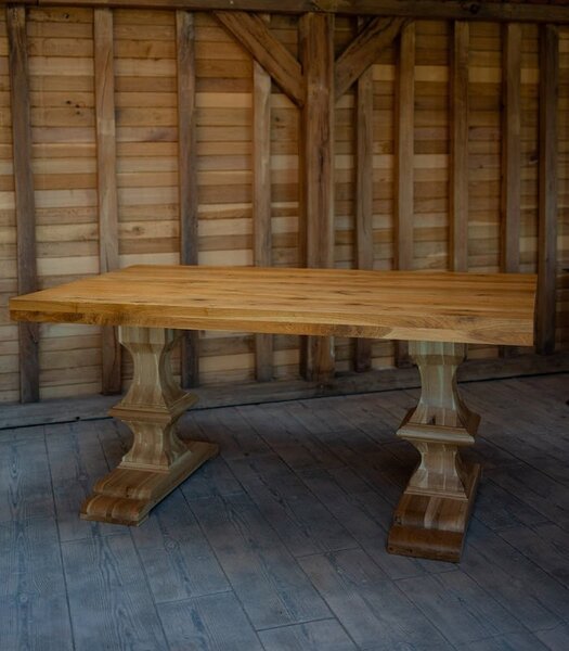 Masă cu blat și picioare din stejar 180x90cm