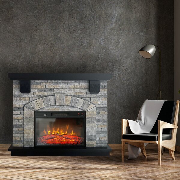 Semineu electric 3D ElectricSun GREYSTONE, cu sunet, 3 culori, Wi-Fi cu APP internet, L115xH102cm