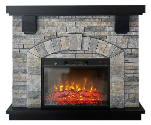 Semineu electric 3D ElectricSun GREYSTONE, cu sunet, 3 culori, Wi-Fi cu APP internet, L115xH102cm