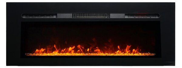 Semineu electric 3D ElectricSun PAULA GLASS negru Mediu, pe perete, podea sau incorporabil, cu sunet, 10 culori, Wi-Fi cu APP internet, L153xH45cm