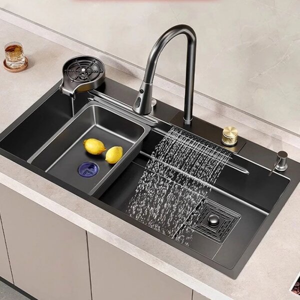 Chiuvetă de bucătărie, multifuncțională, oțel inoxidabil,Gri antracit,1009
