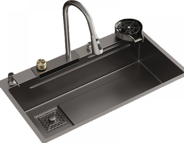 Chiuvetă de bucătărie, multifuncțională, oțel inoxidabil,Gri antracit,1009