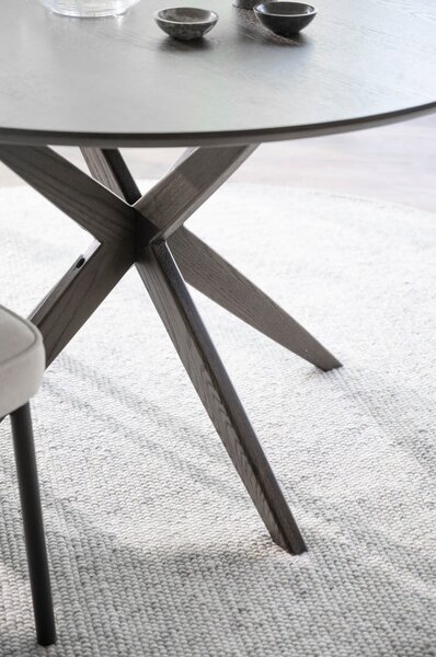 Masă de dining rotundă cu blat cu aspect de lemn de stejar 120x120 cm Calverton - Rowico