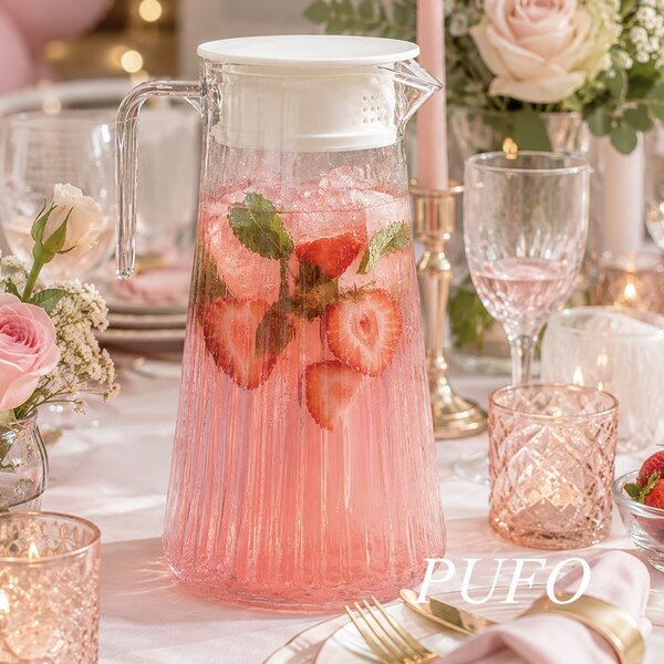 Carafa eleganta Pufo Glance pentru apa, limonada sau suc, capac plastic, 1.2 L